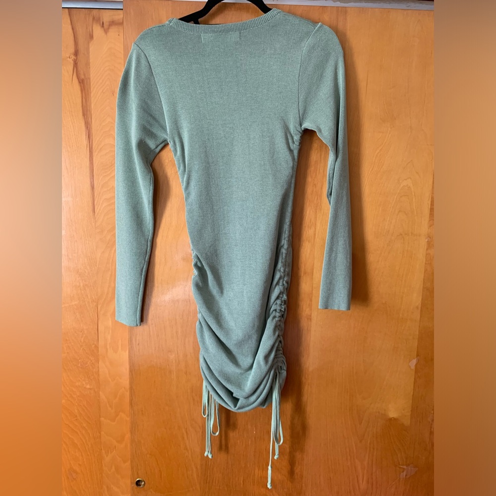 LIONESS Military Minds Long Sleeve Mini Dress in Sage, M